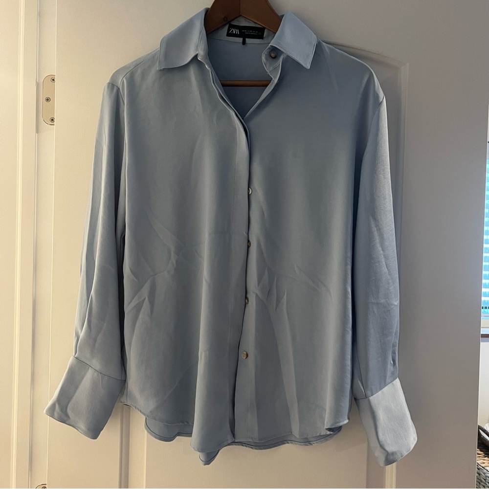 Zara Light Blue Satin Shirt